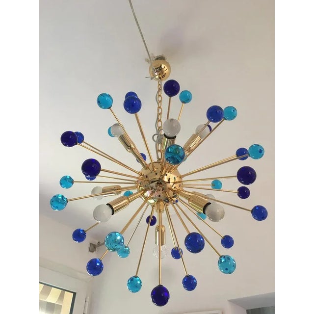 Metal Murano Style Glass Sputnik Multicolors Italian Handmade Chandelier from Simoeng For Sale - Image 7 of 8