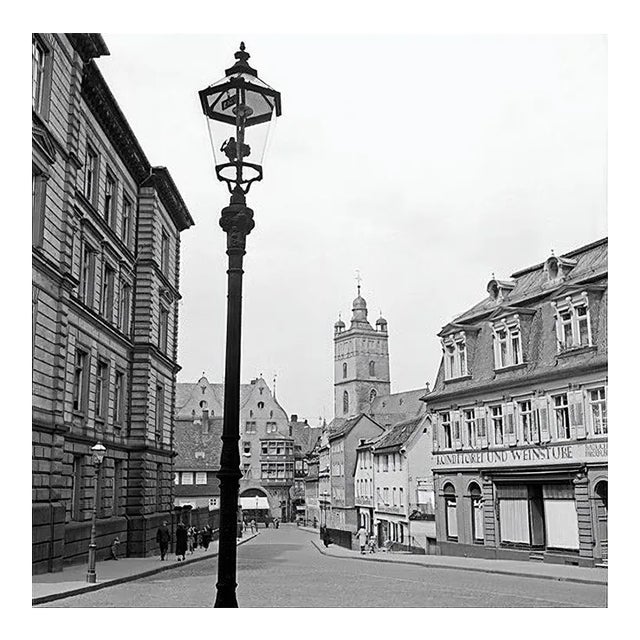 Street Scene Darmstadt View to Stadtkirche Church, Germany, 1938, Printed 2021 For Sale