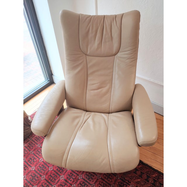 Contemporary Ekornes Stressless Classic Wing Recliner & Ottoman For Sale - Image 3 of 10