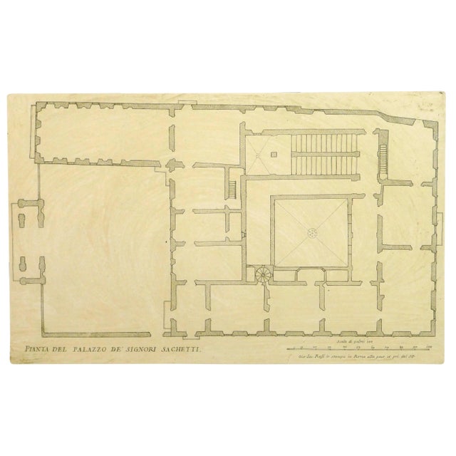 Giovanni Giacomo De Rossi, Antique Copper Engraving - Sacchetti Palace For Sale