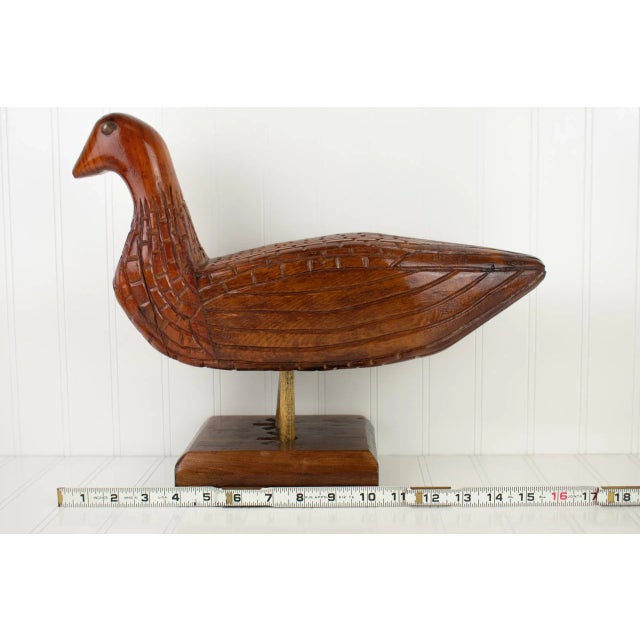 1985 Johnny Wyres "Hen Pheasant" Hand Carved Wooden Folk Art Bird For Sale - Image 12 of 13