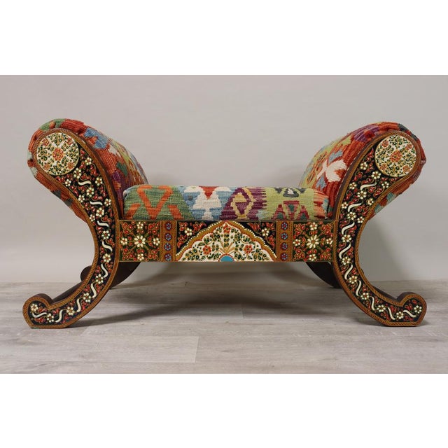 Wood Vintage Chaise Lounge with Kilim Cover, 1990s For Sale - Image 7 of 16