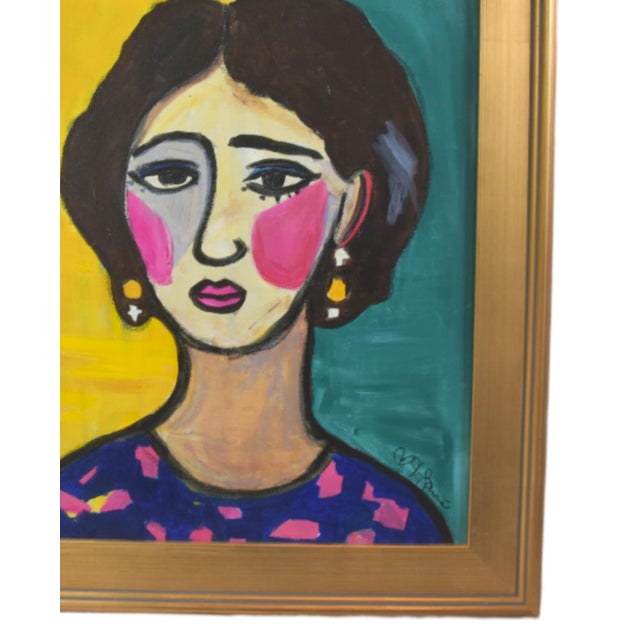 Colorful impressionist abstract woman portrait painting on stretched artist canvas. Signed by the talented artist...