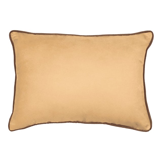 Caramel Woven Faux Suede Cushion With Feather Filler - 30x42cm (12"x17") For Sale