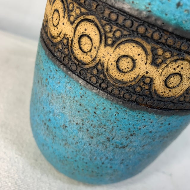 Studio Pottery Vase by S. Thompson With Turquoise Blue Glaze For Sale - Image 4 of 5