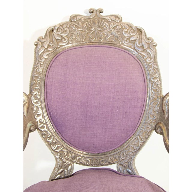 Antique Anglo-Indian Silver-Clad Repoussé Throne Armchair, India, Circa 1890 For Sale - Image 4 of 12