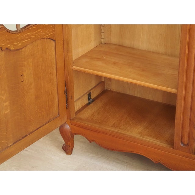Brown French Style Oak Display Cabinet with Glass Front For Sale - Image 8 of 12