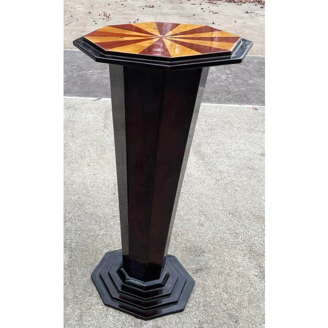 Vintage Art Deco Inlaid Wood Pedestal For Sale - Image 4 of 7