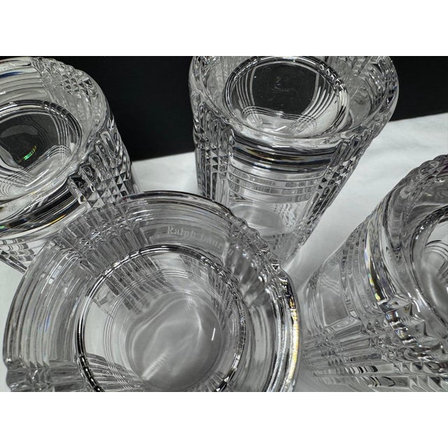 Late 20th Century Late 20th Century Ralph Lauren Glen Plaid Crystal Highball Beverage Glasses - Set of 4 For Sale - Image 5 of 7