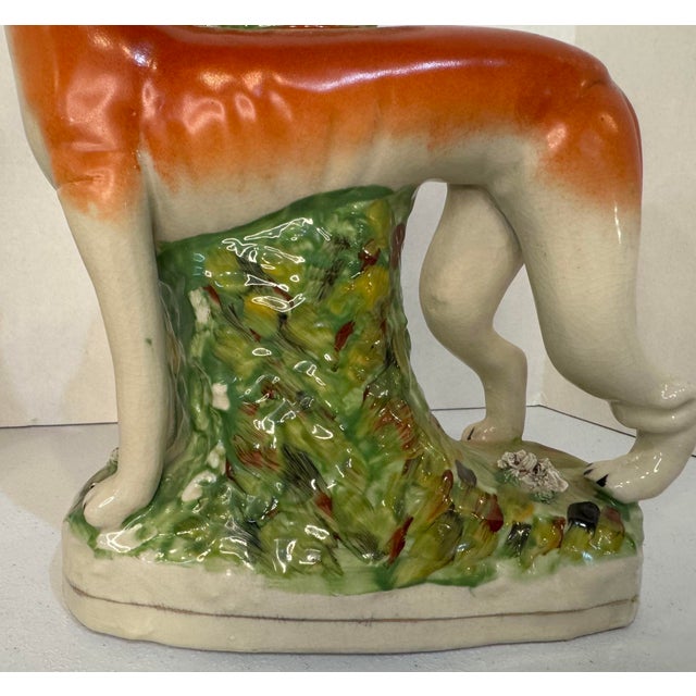 Pair 19th Century Staffordshire Greyhound/ Whippet Dog Spill Vase Figurines For Sale - Image 9 of 11