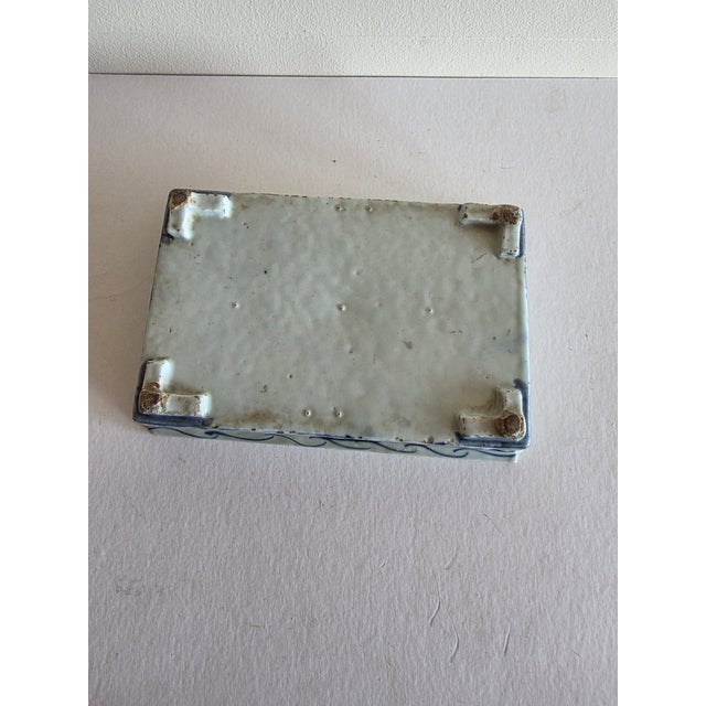 Chinese Blue and White Rectangular Shaped Planter For Sale - Image 4 of 11