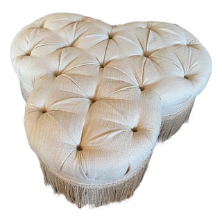 Ethan Allen Trillium Oversized Tufted Clover Ottoman – 40" For Sale