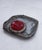 A highly decorative Brutalist object in hammered red and clear glass encased in a tin casting. Typical Italian...