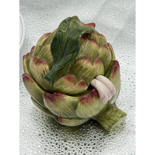 Vintage Fritz and Floyd “French Market” Artichoke Tureen Majolica Style For Sale - Image 10 of 12