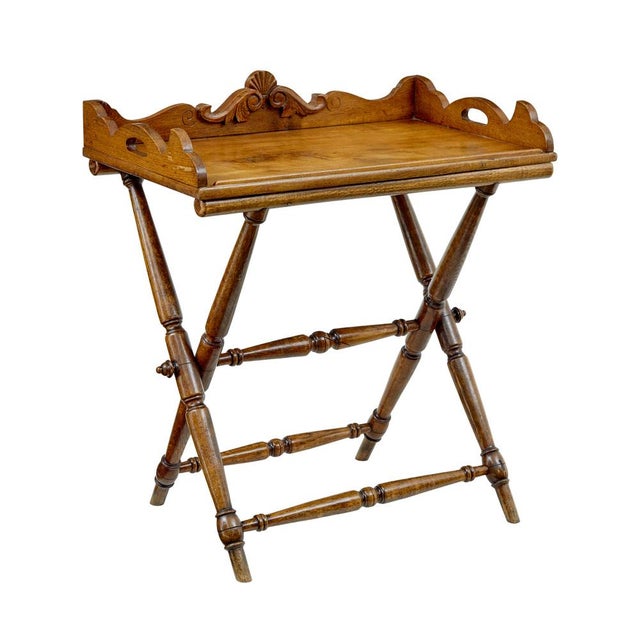 Antique Gothic Revival Butlers Tray on Stand in Oak, 1870 For Sale - Image 10 of 10