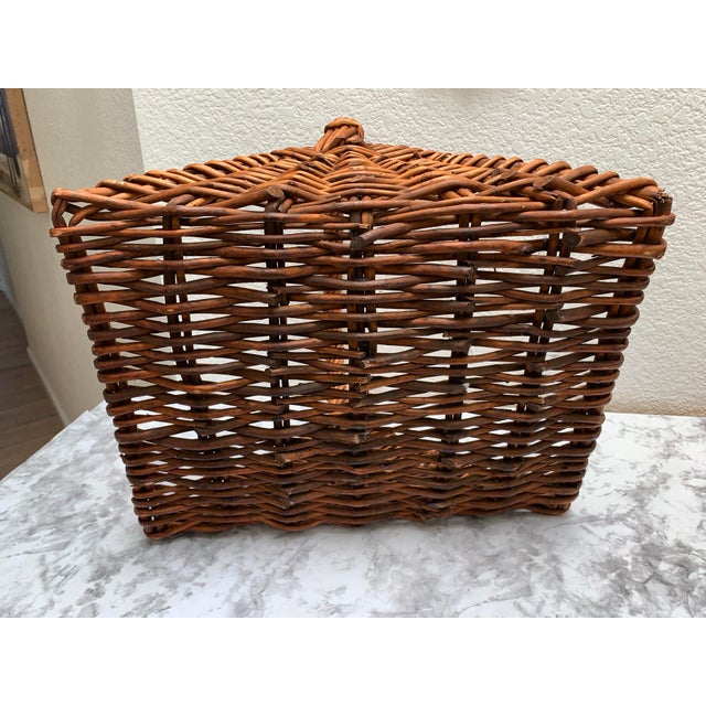 Chocolate Vintage Natural Wood Decor & Storage Basket Tray For Sale - Image 8 of 8