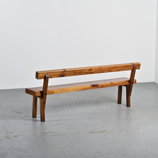 Brown Bench attributed to Christian Durupt for La Plagne, 1960s For Sale - Image 8 of 12