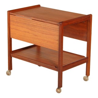 Mid-Century Modern Drop Leaf Teak Trolley, 1960s For Sale