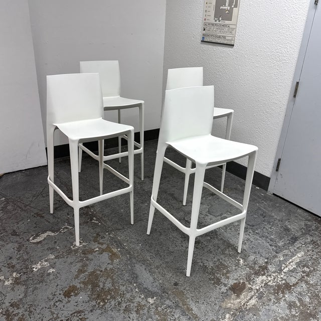 White Mario & Claudio Bellini for Heller Bellini Outdoor Barstools, Set of Four For Sale - Image 8 of 12