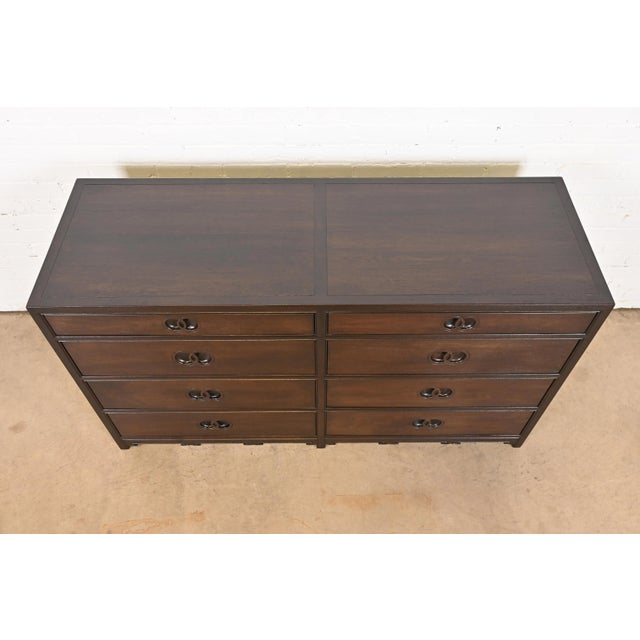 Michael Taylor for Baker Far East Collection Walnut Double Dresser, Newly Refinished For Sale - Image 11 of 12