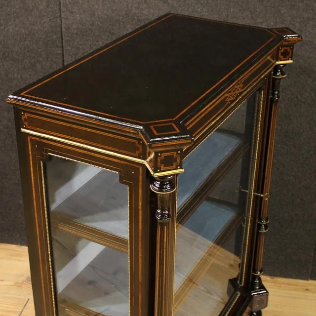 Antique English Inlaid Display Cabinet, 1880 For Sale - Image 9 of 14