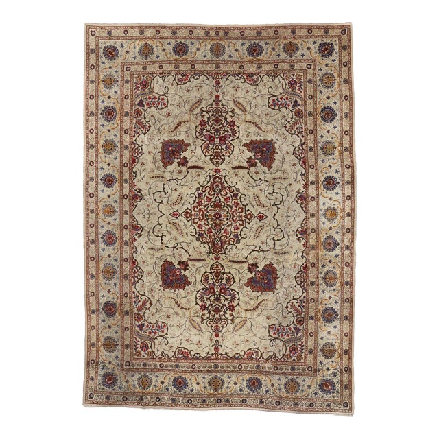 Antique Persian Kashan Rug - 08'09 X 12'06 For Sale