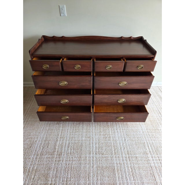 Solid Cherry Double Dresser With Gallery, Mid-20th Century For Sale In Washington DC - Image 6 of 9