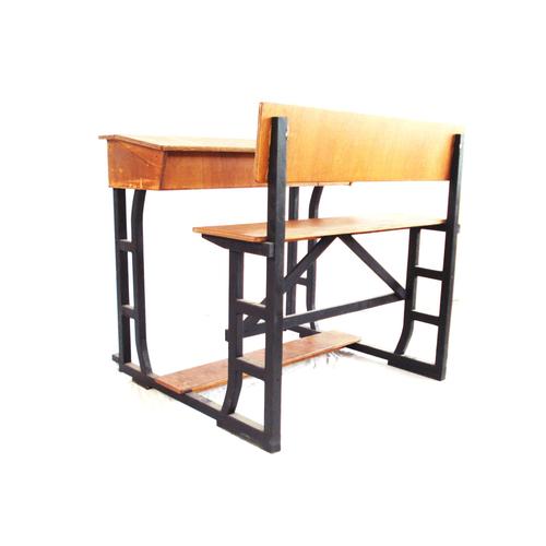 Large Wooden School Desk on Wheels with Desk Flap For Sale - Image 6 of 11