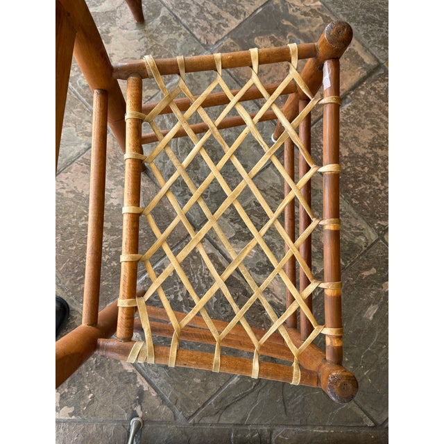 Brown 19th Century Antique Ladderback + Rawhide Seat Side Chairs, Set of 2 For Sale - Image 8 of 12