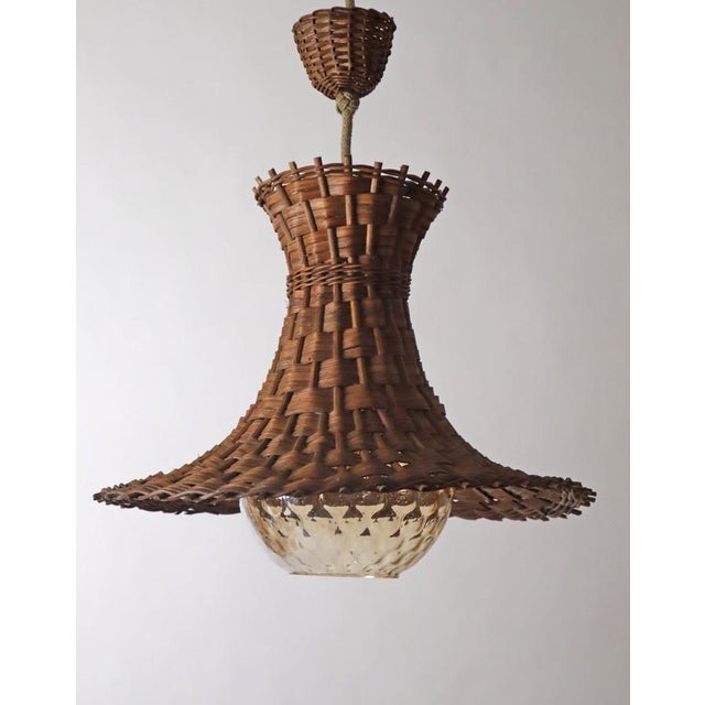 1960s Modern Mid-Century Tulip Lamp in Woven Wood and Willow from Peill & Putzler, 1960s For Sale - Image 5 of 18