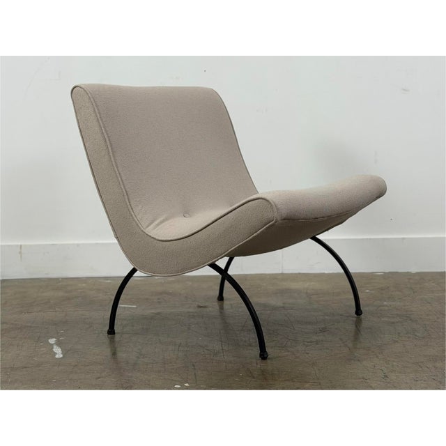 Greige Milo Baughman Scoop Chair - Iron Base - Thayer Coggin Circa 1960s For Sale - Image 8 of 11
