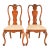 Queen Anne Solid Mahogany Side Chairs or Dining Chairs by Stanley, Pair For Sale