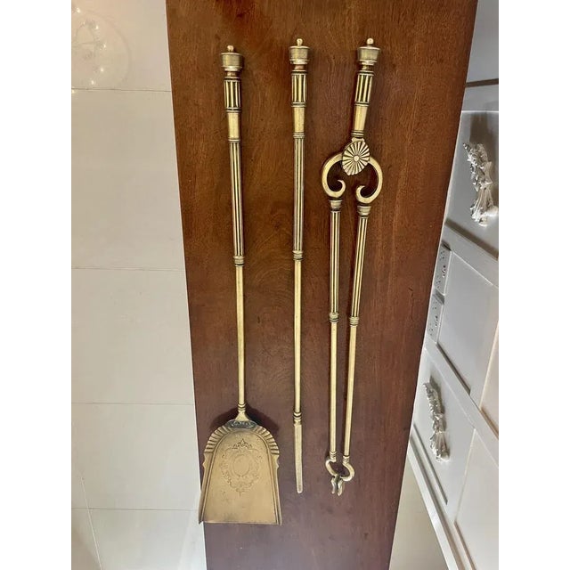Antique George III Brass Fire Irons, 1820s, Set of 3 For Sale - Image 11 of 11