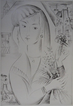 Mily Possoz, La jeune fille au bouquet, Etching
