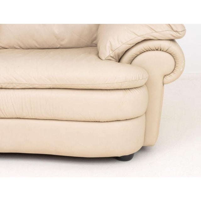 Modern Beige Leather Upholstered 2-Seat Sofa For Sale - Image 4 of 8