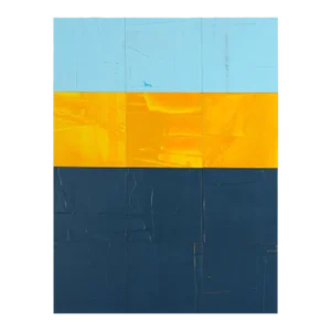 Contemporary Abstract Acrylic on Paper Mounted on Wood Panel Painting "Medium Cool" by Matthew Langley