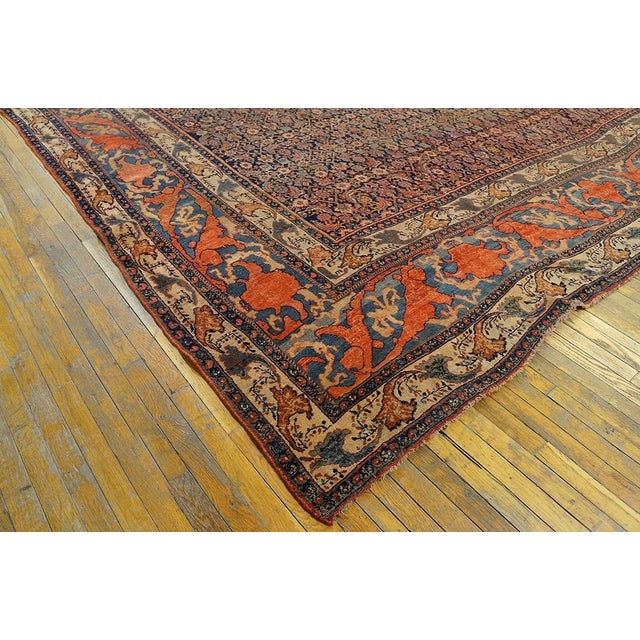 1900s Blue Navy Herati Floral Antique Persian Bijar Rug 12' 0'' X 18' 6'' Handknotted Wool Carpet For Sale In New York - Image 6 of 6