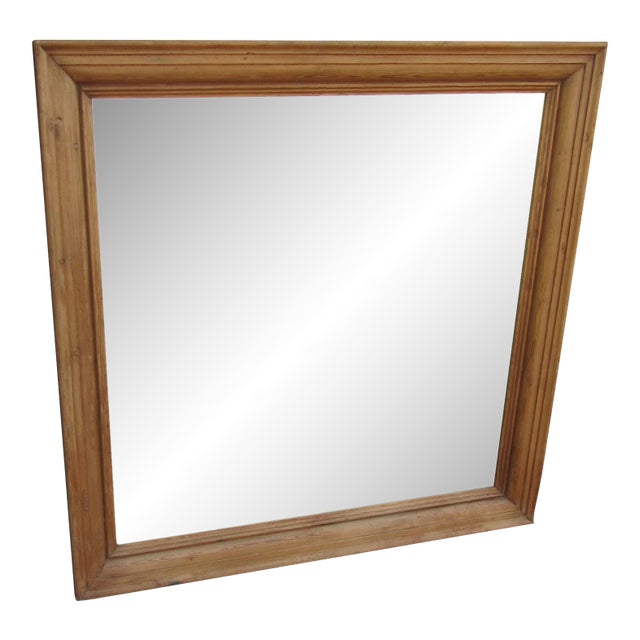 1880's English Antique Reclaimed Yellow Pine Wall Mirror For Sale