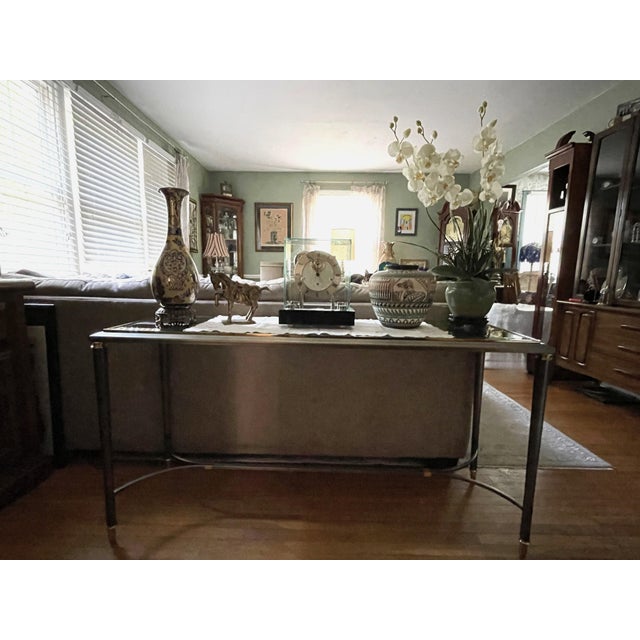 1990s Design Institute America (Dia) Mixed Metal Console Table - Milo Baughman Style For Sale - Image 9 of 18