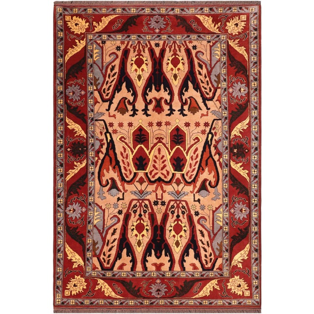 1980s 1980s Vintage Rustic Kargahi Tan/Red Hand Knotted Rug For Sale - Image 9 of 9