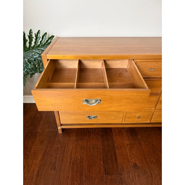 Brown Vintage Mid Century Asian Inspired 12 Drawer Hickory Dresser by Tung Si For Sale - Image 8 of 12