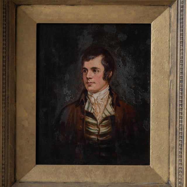 English Robert Burns Portrait, Reverse Glass Painting, c.1830 For Sale - Image 3 of 7