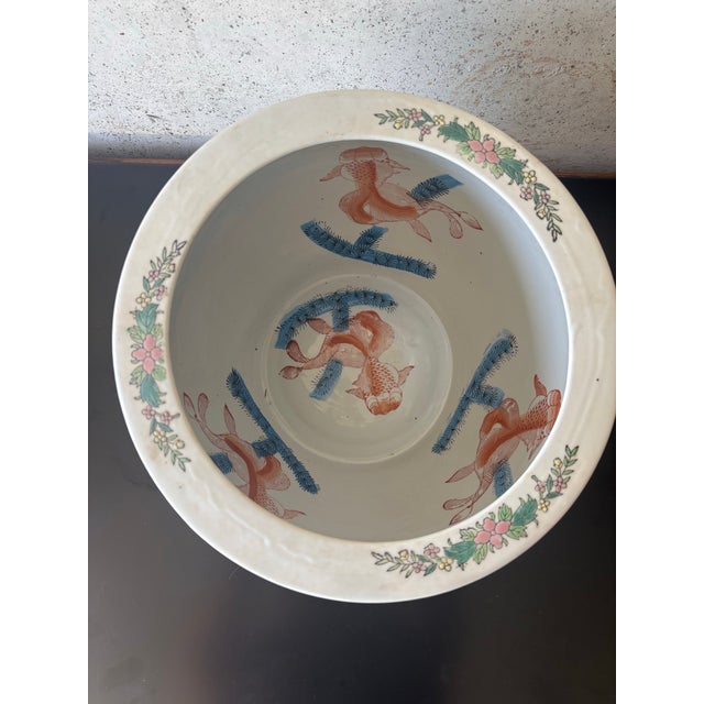 Hollywood Regency Vintage Chinese Hollywood Regency Hand-Painted Porcelain Planter For Sale - Image 3 of 6