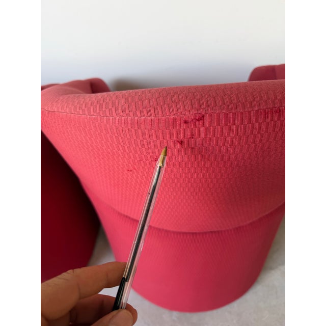 Italian Postmodern Matteo Grassi–Style Red Upholstered Accent Chairs – A Pair For Sale - Image 11 of 12