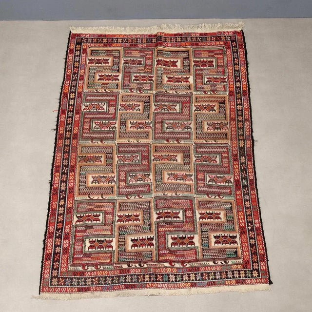 Sumak Rug in Cotton For Sale - Image 3 of 9