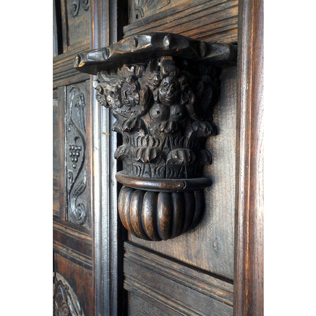 English Antique Carved Oak Jacobean / Tudor-Style Panel For Sale - Image 3 of 9