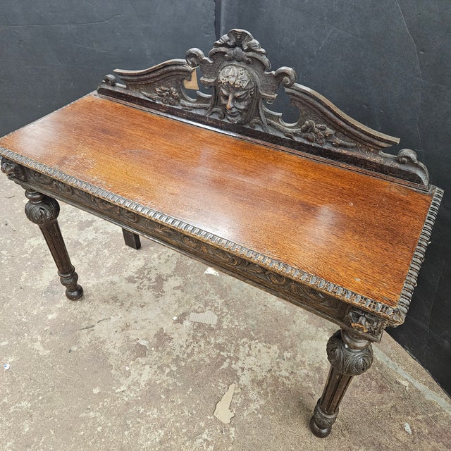 Late 19th Century Carved Oak Antique Victorian Hall Table For Sale - Image 13 of 18