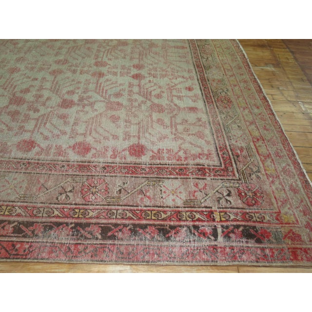 Late 19th Century Pomegranate Khotan Shabby Chic Late 19th Century Large Gallery Size Rug For Sale - Image 5 of 6
