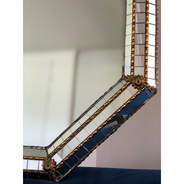 Vintage Venetian Octagonal Mirror Hollywood Regency in Gold Spain