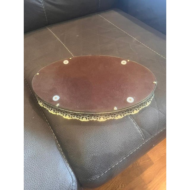 Hollywood Regency Vintage Filigree Mirrored Vanity Tray For Sale - Image 3 of 3